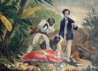 The Death of Virginie, illustration from 'Paul et Virginie' by Henri Bernadin de Saint-Pierre (1737-1814) (coloured engraving) | Obraz na stenu