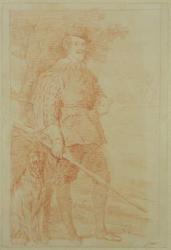 King Philip IV of Spain in hunting costume (1605-65) (red chalk on paper) | Obraz na stenu