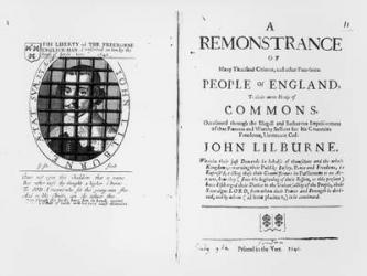 A remonstrance by the Levellers to the House of Commons regarding the imprisonment of their leader John Lilburne (c.1614-57) published 1646 (engraving) (b/w photo) | Obraz na stenu