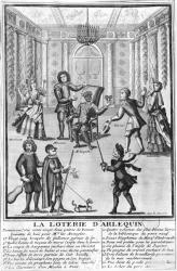 Harlequin's Lottery (engraving) (b/w photo) | Obraz na stenu