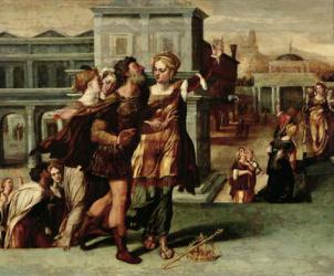 Augustus (63-14 BC) and the Tiburtine Sibyl, c.1540-50 (oil on panel) | Obraz na stenu
