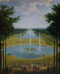 View of the Bassin d'Apollon in the gardens of Versailles, 1713 (oil on canvas) | Obraz na stenu
