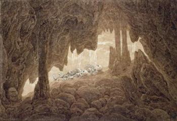 Skeleton in the Cave (sepia ink and pencil on paper) | Obraz na stenu