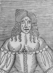 A Tudor Lady with bared breasts, an illustration from 'A Book of Roxburghe Ballads' (woodcut) (b/w photo) | Obraz na stenu