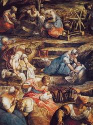 The Miraculous Fall of Manna, detail of women working (fresco) | Obraz na stenu