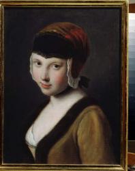 A girl with a black mask (oil on canvas) | Obraz na stenu