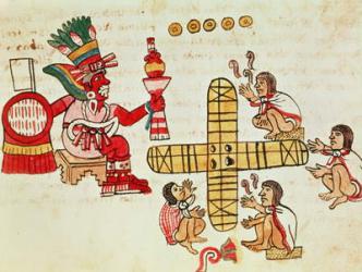 Gambling Patoli and the god, Xochipilli, from Codex Magliabechiano (vellum) | Obraz na stenu