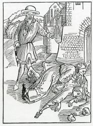 Of folys that can nat beware by the mysfortune and examples of others damage, illustration from Alexander Barclay's English translation of 'The Ship of Fools', from an edition published in 1874 (engraving) | Obraz na stenu