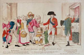 Patriotic New Year Gifts offered to the King in 1790 (coloured engraving) | Obraz na stenu