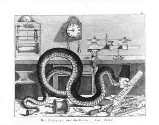 Fable of the Snake and the Files (engraving) (b/w photo) | Obraz na stenu