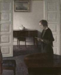 Interior with a Lady Reading, c.1900 (oil on canvas) | Obraz na stenu