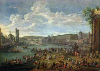 View of the Louvre and the Tour de Nesles from the Ile de la Cite, c.1673-74 (oil on canvas) | Obraz na stenu