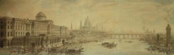 Somerset House, St. Paul's Cathedral and Blackfriars' Bridge (pen and w/c on paper) | Obraz na stenu