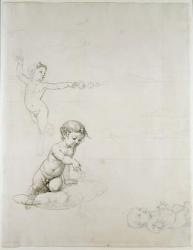 The Two Rose Genies and the Baby in the Field, 1807/08 (pen and ink on paper) | Obraz na stenu