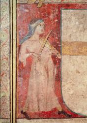The Females Saints at the Tomb and the Resurrection, detail of the rebec player, 1330 (fresco) | Obraz na stenu