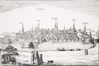 View of Lubeck and its Harbour in the 16th Century, after a copper plate in 'Commentaria Rerum Germanicarum' by P. Bertius, published in Amsterdam, 1616, from 'Le Moyen Age et La Renaissance' by Paul Lacroix (1806-84) published 1847 (litho) | Obraz na stenu