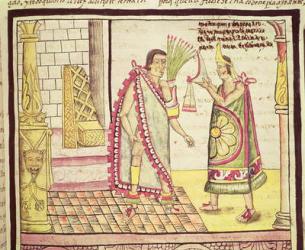 Fol.152v The Crowning of Montezuma II (1466-1520) the Last Mexican Emperor in 1502, 1579 (vellum) | Obraz na stenu