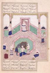 Ms D-212 fol.28b The Turkish Bath, from 'Khusrau and Shirin' by Elyas Nezami (1140-1209) c.1550 (gouache on paper) | Obraz na stenu