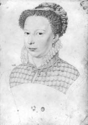 Marguerite of Valois (1553-1615) 1568 (pencil on paper) (b/w photo) | Obraz na stenu