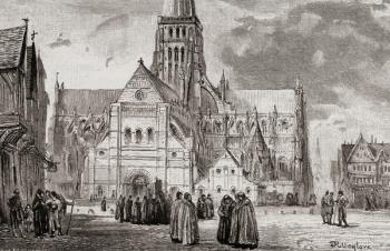 Old St.Paul's Cathedral, London, England in the 16th century. | Obraz na stenu