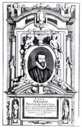 Frontispiece to 'Eighty Sermons Preached by that Learned and Reverend Divine, John Donne', pub. 1640 (engraving) (b&w photo) | Obraz na stenu