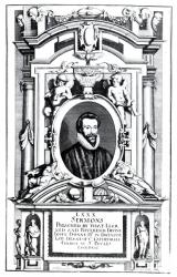 Frontispiece to 'Eighty Sermons Preached by that Learned and Reverend Divine, John Donne', pub. 1640 (engraving) (b&w photo) | Obraz na stenu