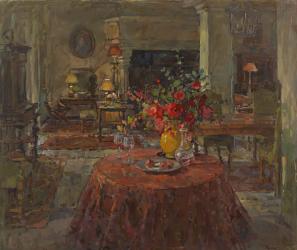 Grand Salon with Red Roses (oil on canvas) | Obraz na stenu