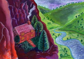 House in the Mountains,2002, (ink and gouache) | Obraz na stenu