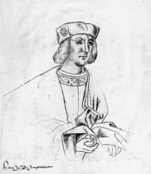 Ms.266 fol.10 Henry VII (1457-1509) king of England (1485-1509), from 'Recueil d'Arras' (pencil on paper) (b/w photo) | Obraz na stenu