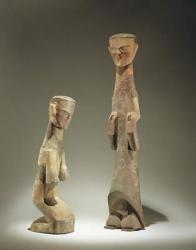 Two statuettes, late Zhou Dynasty (1046-256 BC) 4th - 3rd century BC (wood) (see 394840 for detail) | Obraz na stenu