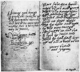 Page of manuscript showing the signature of Queen Elizabeth I (1533-1603) (ink on paper) | Obraz na stenu