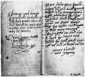 Page of manuscript showing the signature of Queen Elizabeth I (1533-1603) (ink on paper) | Obraz na stenu