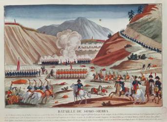 Battle of Somosierra on 30 November 1808 (colour litho) | Obraz na stenu