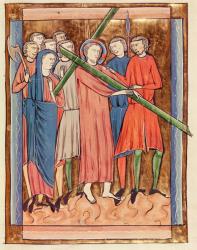 Ms 3016 fol.16 Christ Carrying the Cross, from 'Psautier a l'Usage de Paris' (vellum) | Obraz na stenu