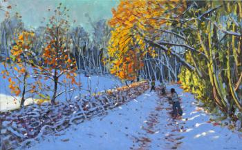 Snowballing,Allestree Park,Derby,2014(oil on canvas) | Obraz na stenu