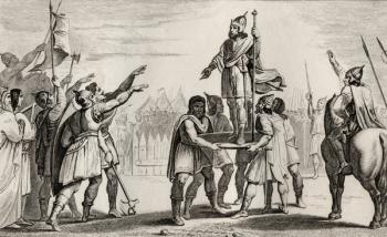 Pharamond, legendary king of France, from 'Histoire de France' by Colart, published c.1840 (engraving) | Obraz na stenu