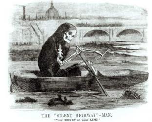 The Silent Highway Man, from 'Punch', 1858 (litho) (b/w photo) | Obraz na stenu