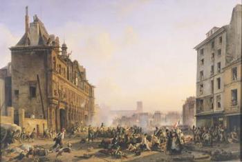 Attack on the Hotel de Ville, 28th July 1830 (oil on canvas) | Obraz na stenu