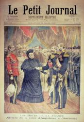The French Hosts: the Arrival of the Queen of England at Cherbourg, front cover of 'Le Petit Journal', 14 March 1897 (coloured engraving) | Obraz na stenu