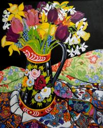 Canal Boat Jug, Daffodils and Tulips,2005 (gouache) | Obraz na stenu