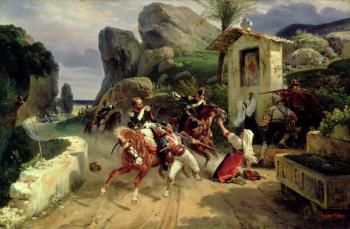 Italian Brigands Surprised by Papal Troops, 1831 (oil on canvas) | Obraz na stenu
