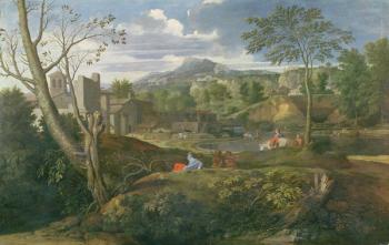 Landscape with buildings, 1648-51 (oil on canvas) | Obraz na stenu