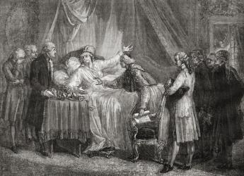 The death of the Comte de Mirabeau (1749-91) in 1791 (litho) | Obraz na stenu