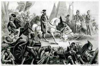 De Soto Discovering the Mississippi, May 21st 1541, from 'The American Continent and its Inhabitants before its Discovery by Columbus', by Anne C. Cady, 1893 (engraving) (b&w photo) | Obraz na stenu