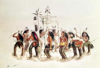 The Snow-Shoe Dance: To Thank the Great Spirit for the First Appearance of Snow (colour litho) | Obraz na stenu