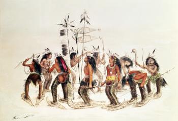 The Snow-Shoe Dance: To Thank the Great Spirit for the First Appearance of Snow (colour litho) | Obraz na stenu