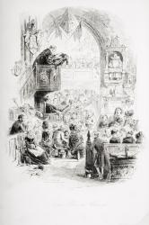 Our pew in church, illustration from 'David Copperfield' by Charles Dickens (1812-70) first published 1850 (litho) | Obraz na stenu