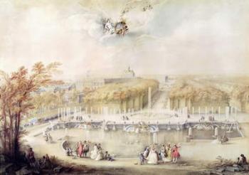 View of the Gardens and the Chateau of Versailles from the Neptune Fountain (gouache) | Obraz na stenu