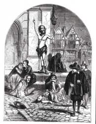 The Great Plague of 1665, the Enthusiast Denouncing London (engraving) (b/w photo) | Obraz na stenu