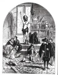 The Great Plague of 1665, the Enthusiast Denouncing London (engraving) (b/w photo) | Obraz na stenu